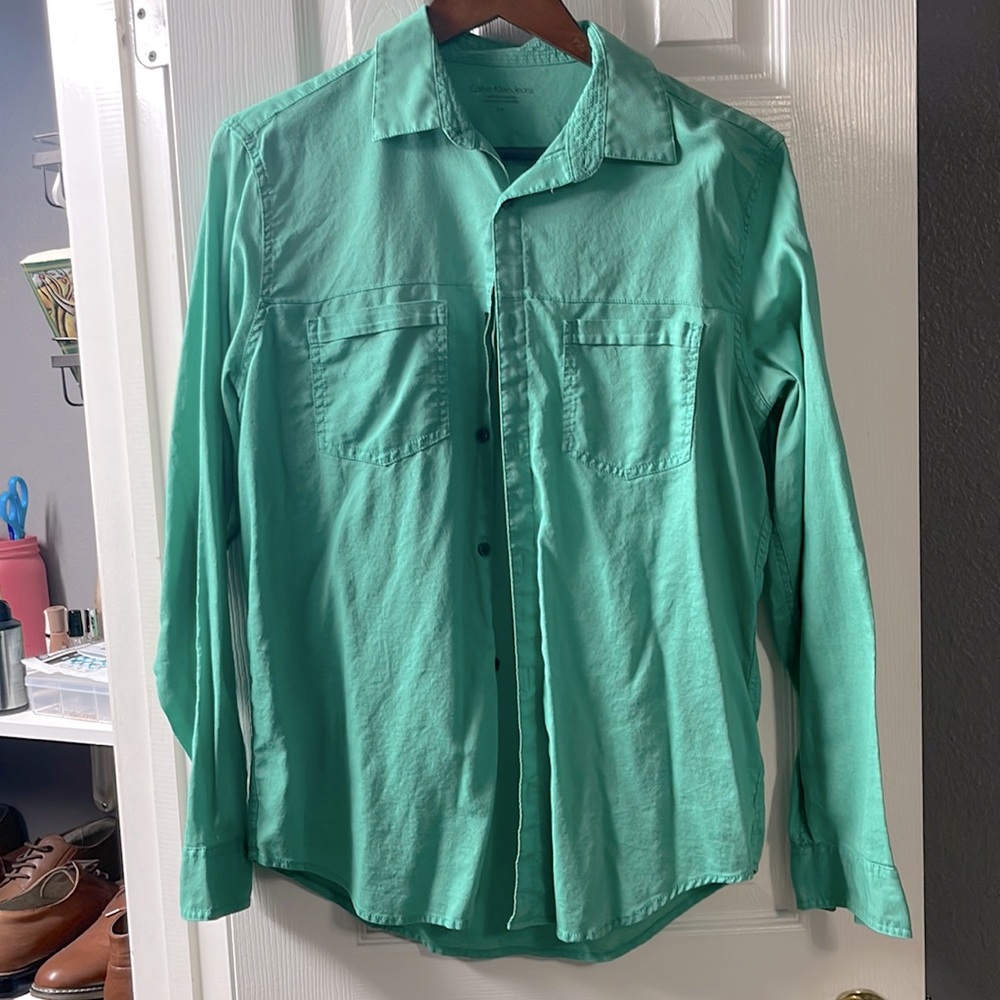 Calvin Klein Jeans green men shirt size S
